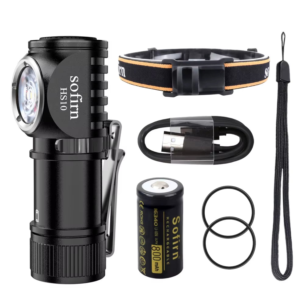 HS10 USB C Rechargeable Mini 16340 Headlamp 1100Lm TN3535 90CRI Angle Flashlight TIR Optics with Magnet Tail 2 Groups